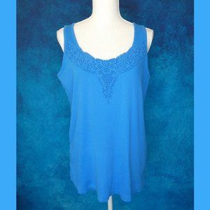 Lane Bryant Turquoise Ribbed Tank Lace Neck 14/16